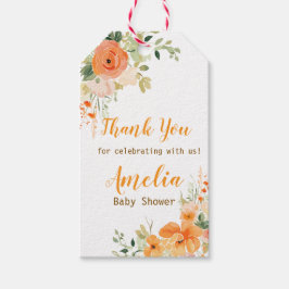 Handmålad vattenfärgad Blommigt Babykläder Presentetikett