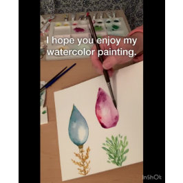 Handmålad vattenfärgad Rosa Jul Bauble Julkort