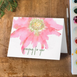 Handmålad vattenfärgsblomma Att be för dig Kort