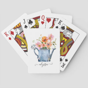 Handmålad vattenfärgsBlommigt Casinokort