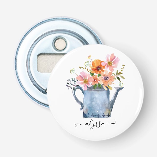 Handmålad vattenfärgsBlommigt Flasköppnare (Framsidan)