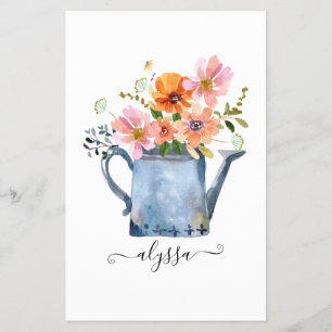Handmålad vattenfärgsBlommigt Flygblad