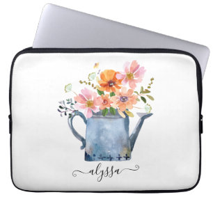 Handmålad vattenfärgsBlommigt Laptop Fodral