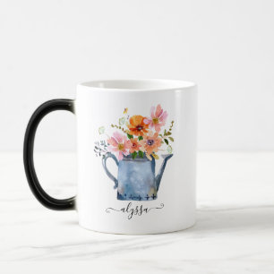 Handmålad vattenfärgsBlommigt Magisk Mugg