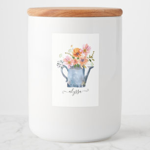 Handmålad vattenfärgsBlommigt Mat Etikett