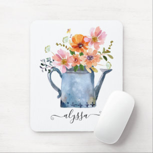 Handmålad vattenfärgsBlommigt Musmatta