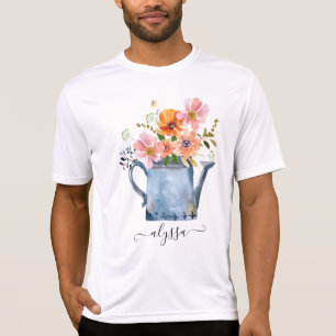 Handmålad vattenfärgsBlommigt T Shirt