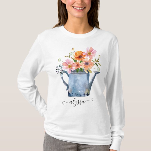 Handmålad vattenfärgsBlommigt T Shirt (Framsida)