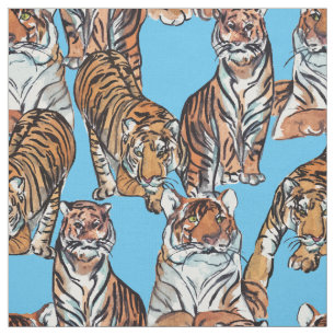 Handmålad vattenfärgsstruktur Tigers Fabric Tyg