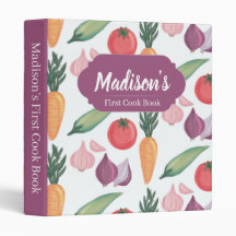 Handmålad vegetabl Mönster Recipe 3 Ring Binder