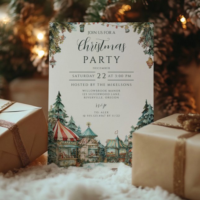 Handmålad vinterby inbjudningar (Skapare uppladdad)