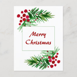 Handmålad Watercolor Gräs Wandeans, Red Berries Helg Vykort
