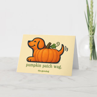 Handmålad Whimsical Höst Pumpa Hund Kort