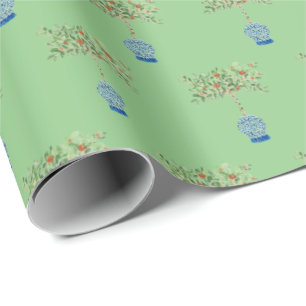 Handmålad Wrapping av Orange Träd Ginger Burk Burk Presentpapper