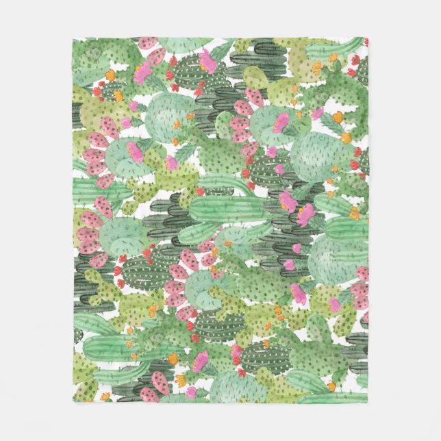 Handmålade aktuarier: Grönten Desert Fleecefilt (Framsidan)