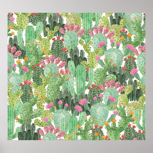 Handmålade aktuarier: Grönten Desert Poster (Framsidan)