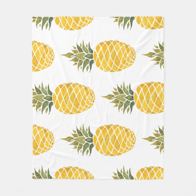 Handmålade ananas: Vattenfärg Sömlös. Fleecefilt (Framsidan)
