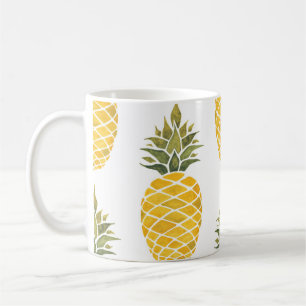 Handmålade ananas: Vattenfärg Sömlös. Kaffemugg