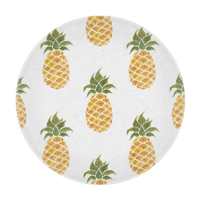 Handmålade ananas, vattenfärgad bakgrund. (Framsidan)