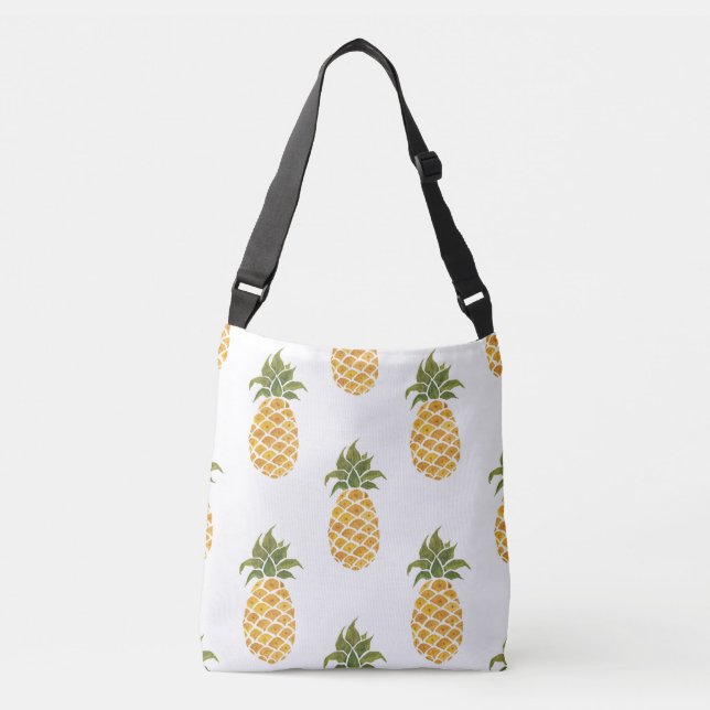 Handmålade ananas, vattenfärgad bakgrund. axelväska (Framsida)