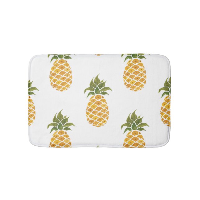 Handmålade ananas, vattenfärgad bakgrund. badrumsmatta (Framsidan)