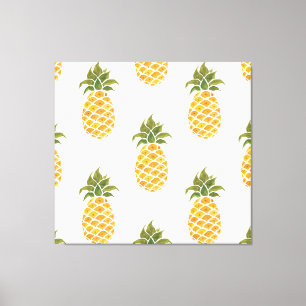 Handmålade ananas, vattenfärgad bakgrund. canvastryck