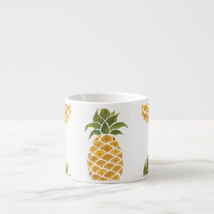 Handmålade ananas, vattenfärgad bakgrund. espressomugg