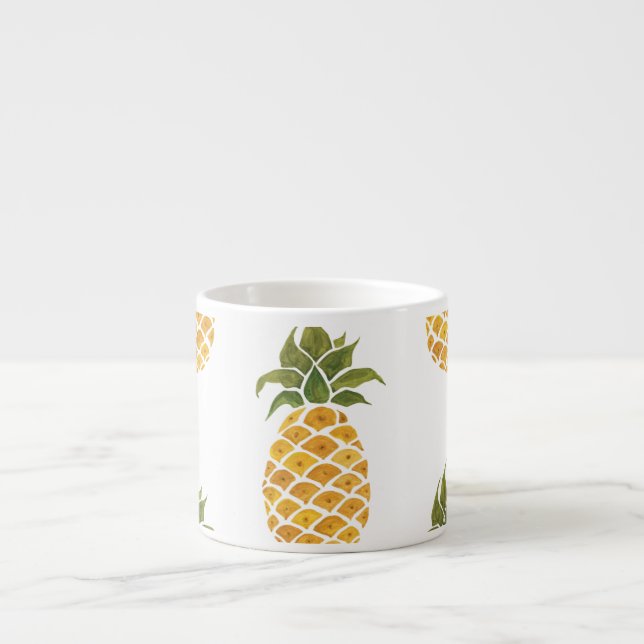 Handmålade ananas, vattenfärgad bakgrund. espressomugg (Framsidan)
