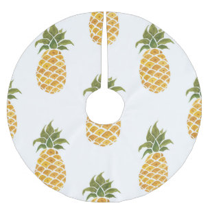 Handmålade ananas, vattenfärgad bakgrund. julgransmatta borstad polyester