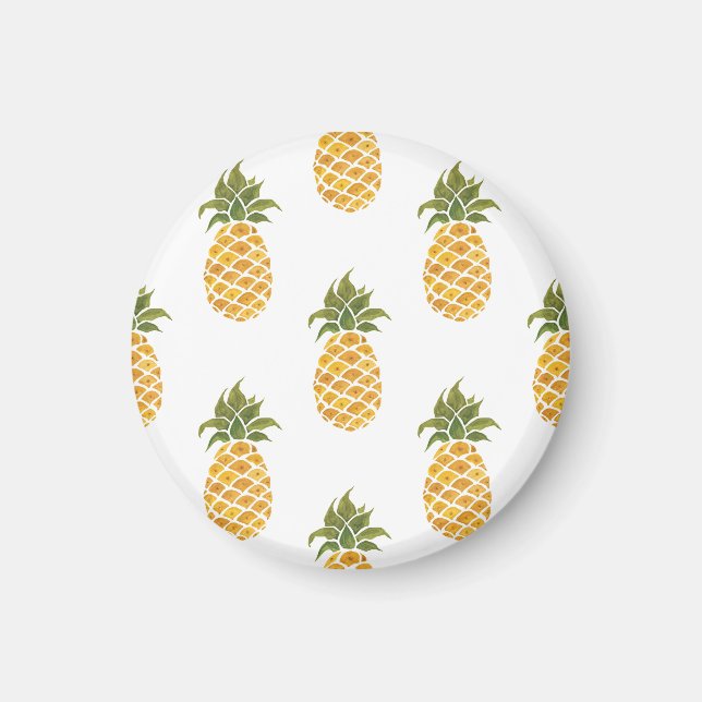 Handmålade ananas, vattenfärgad bakgrund. magnet (Framsidan)
