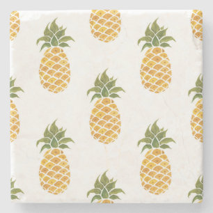 Handmålade ananas, vattenfärgad bakgrund. stenunderlägg