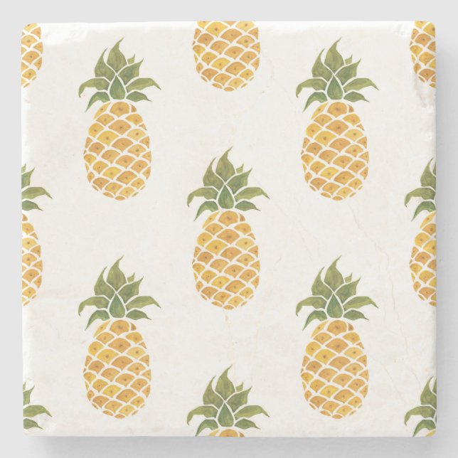 Handmålade ananas, vattenfärgad bakgrund. stenunderlägg (Framsidan)