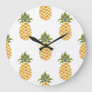 Handmålade ananas, vattenfärgad bakgrund. stor klocka