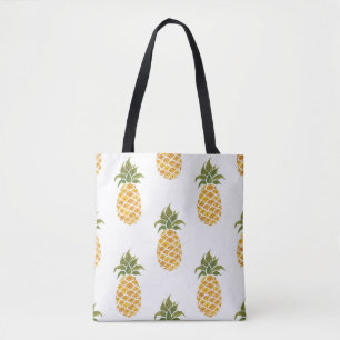 Handmålade ananas, vattenfärgad bakgrund. tygkasse