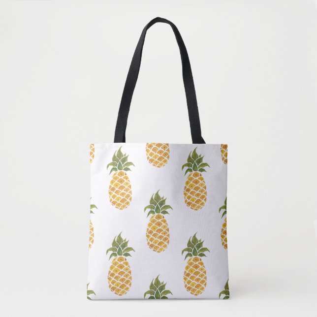 Handmålade ananas, vattenfärgad bakgrund. tygkasse (Framsida)