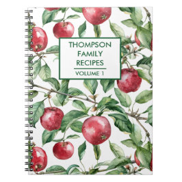 Handmålade äpplen och löv Personlig Recipe Anteckningsbok