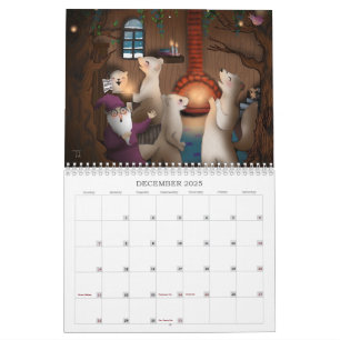 Handmålade barn Bok Illustration 2025 Kalender