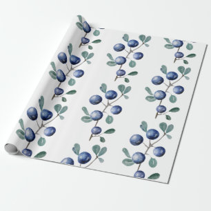 Handmålade blåbär Fruktvattenfärg Presentpapper