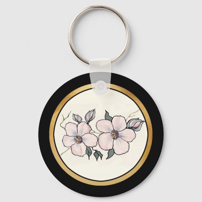 Handmålade Blommar Nyckelring (Framsida)