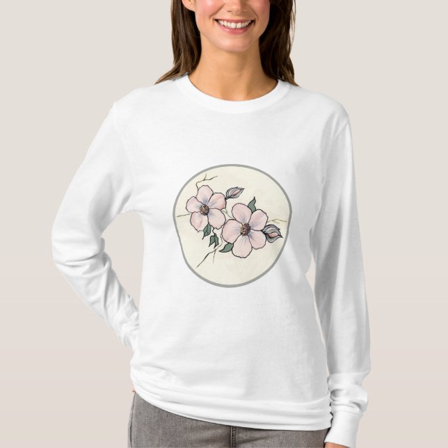 Handmålade Blommar Tee Shirt (Framsida)