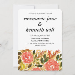 Handmålade blommor Bröllopsinbjudan Inbjudningar