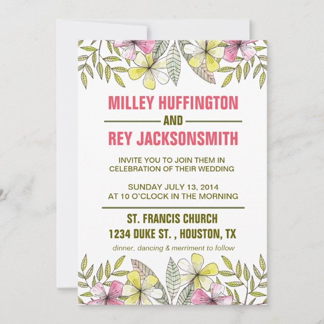 handmålade blommor inbjudningar (Framsida)