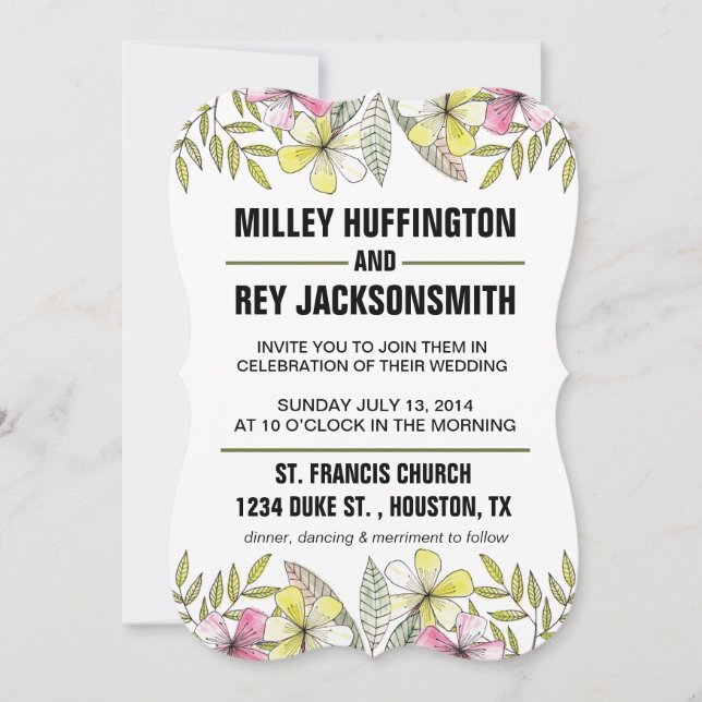 handmålade blommor inbjudningar (Framsida)