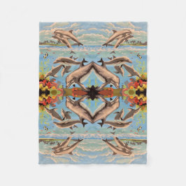 Handmålade efter taldelfiner | Spegel Tiled | Fleecefilt