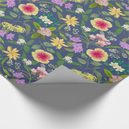 Handmålade färgade tropiska blommor Mönster Presentpapper