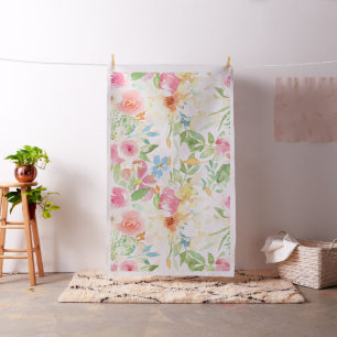 Handmålade, färgstarka, ömtåliga blommor mönster tyg