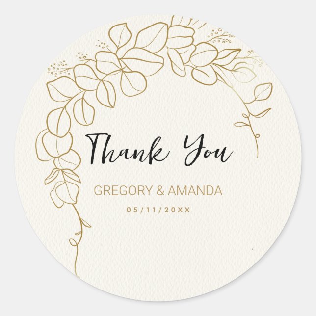 Handmålade Guld Löv Ram Runt Klistermärke (Framsida)