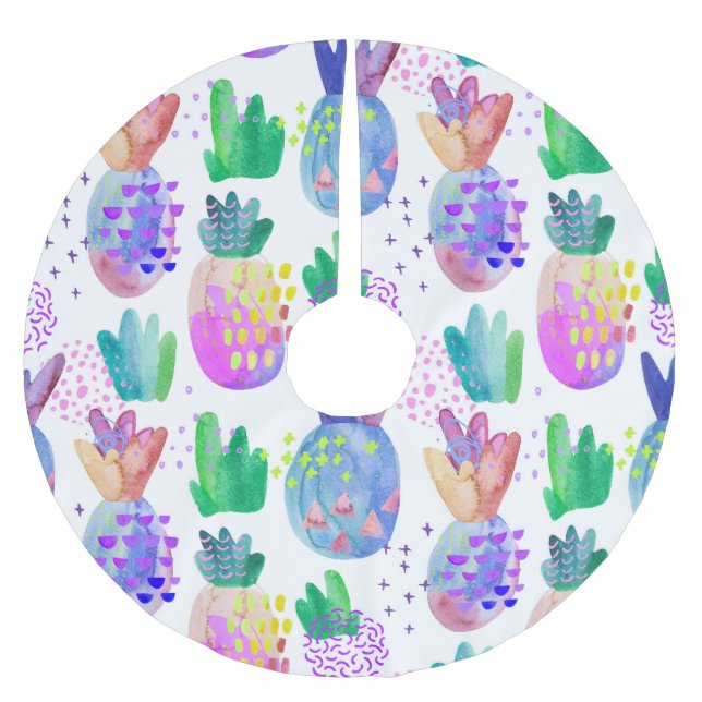 Handmålade höstblommor, sömlös mönster. julgransmatta borstad polyester (Framsidan)