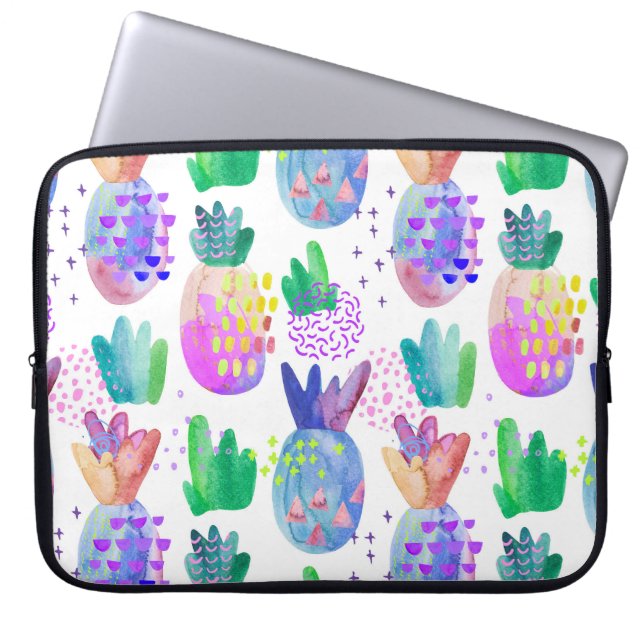 Handmålade höstblommor, sömlös mönster. laptop fodral (Framsidan)