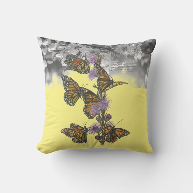 Handmålade hovdjur av monarch Butterflies Kudde (Framsida)
